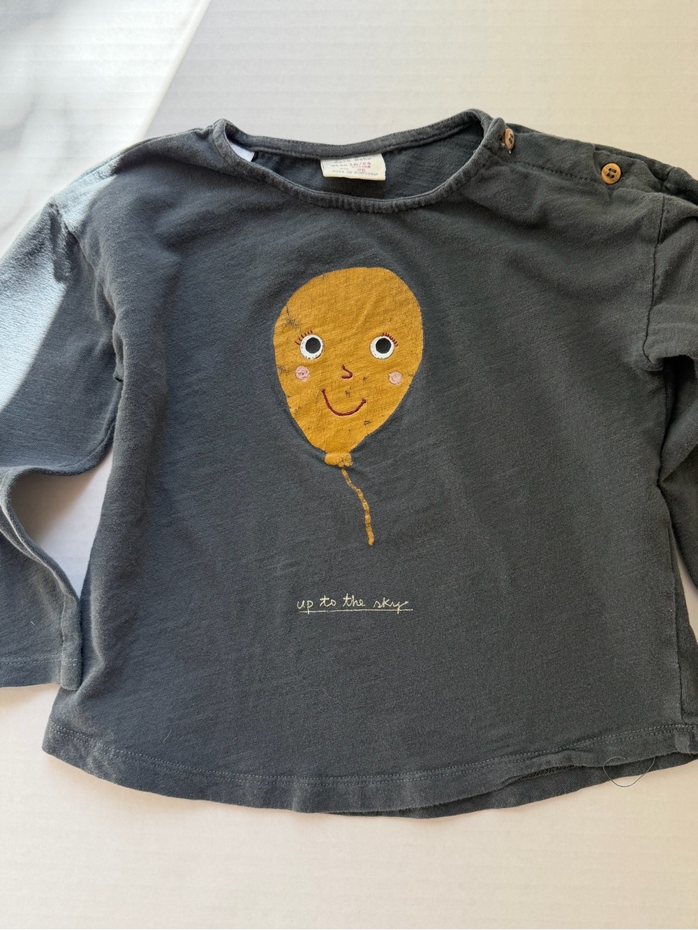Zara Baby Balloon Graphic Long Sleeve Shirt 18-24M Charcoal